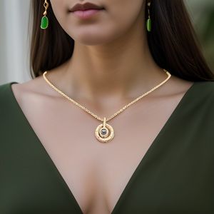 Love Crystal Gemstone Ring Pendant Rose Gold Necklace